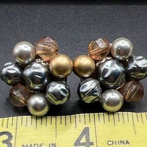 Vintage 1950’s Japan Cluster Bead Earrings